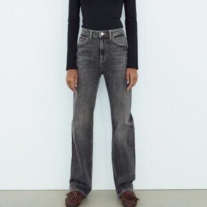 Zara NEW Women's Mid Rise Straight Leg Grey Jeans Size 8 x 31"